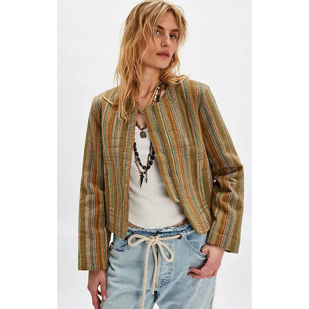 NEW FREE PEOPLE NEUTRAL COMBO ZANDI QUILTED JACKET SZ XS